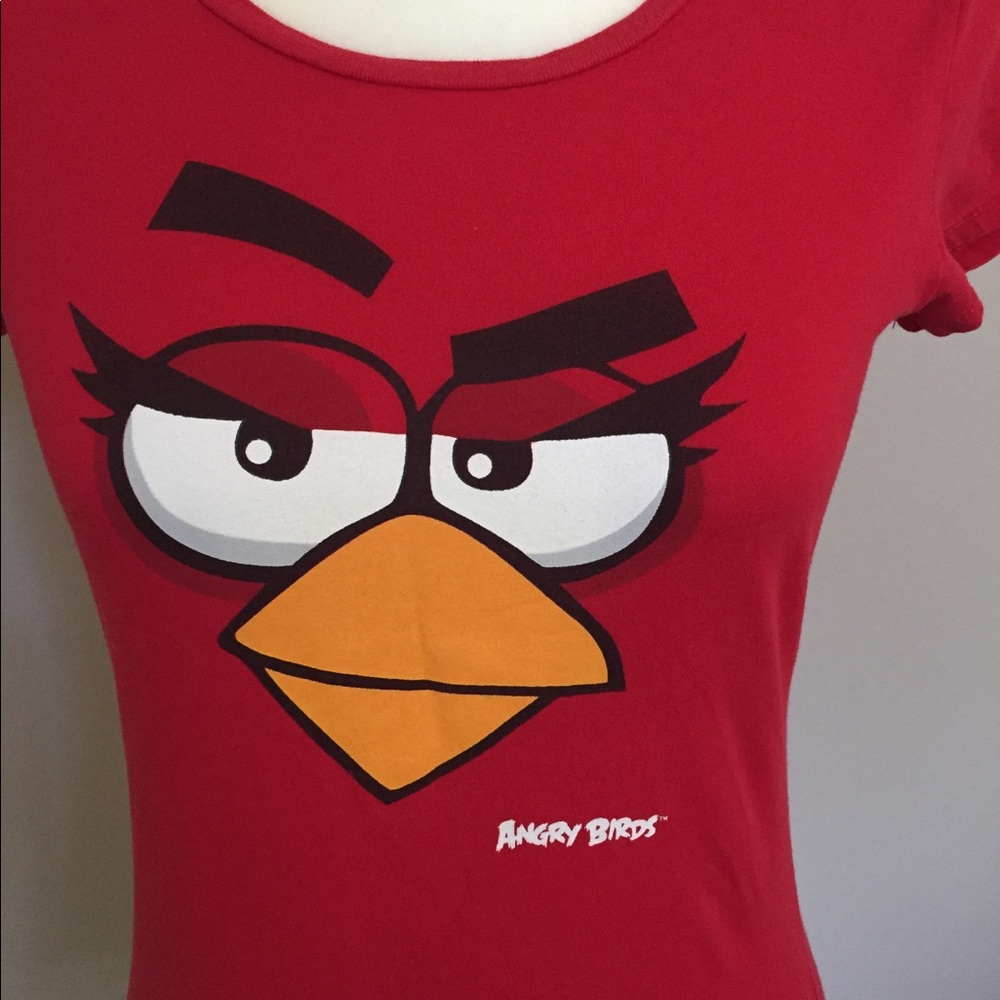 Angry Bird Graphic T-shirt Top Tee Red Cotton Sz M - Picture 2 of 5